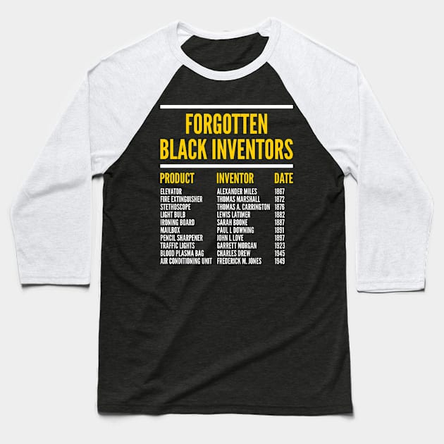 History Of Black Inventors, Black History Month, Forgotten Black Inventors Baseball T-Shirt by Seaside Designs